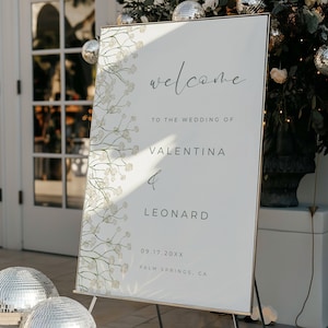 Baby&#39;s Breath Wedding Welcome Sign Editable Template - Lotti