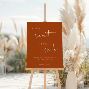 Pick A Seat Not A Side Sign, Open Seating Sign, Sit Anywhere, Burnt Orange Wedding, PAYTON