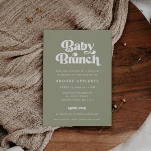 Baby Brunch Invitation Template, Sage Green Baby Shower Invite, Baby Brunch Invite Printable Card - Corliss