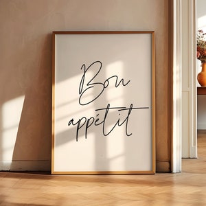 Bon Appétit Printable Wall Art, Bon Appetit Sign, French Dining Room Decor, Kitchen Prints