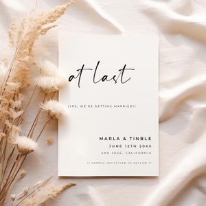 At Last Save The Date, Modern Minimalist Editable Card Template, ALFREDA