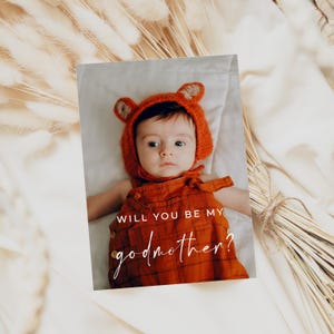 Tarjeta de propuesta de madrina, tarjeta imprimible "¿Quieres ser mi padrino?", plantilla fotográfica para propuesta de padrinos, ALFREDA