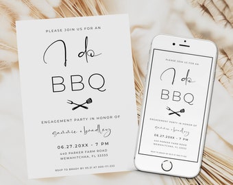 Invito "I Do BBQ", modello per festa di fidanzamento per coppie, biglietto d'invito stampabile e invito telefonico, PAMMIE