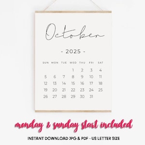 October 2025 Printable Calendar, Pregnancy Calendar Digital Download, Baby Announcement October Calendar