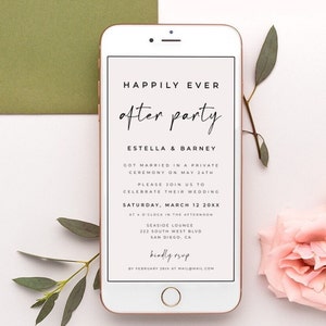 Happily Ever After Party Invitation Electronic Elopement Reception, Wedding After Party Digital Invite - Alfreda