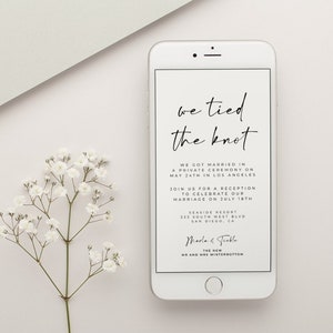 We Tied The Knot, Digital Template, Elopement Evite, Wedding Announcement Editable File - Alfreda