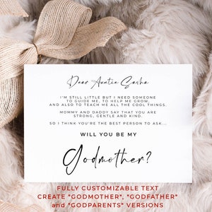 Godmother proposal card template, Godfather proposal printable card, Will you be my godparents editable file, Corjl template