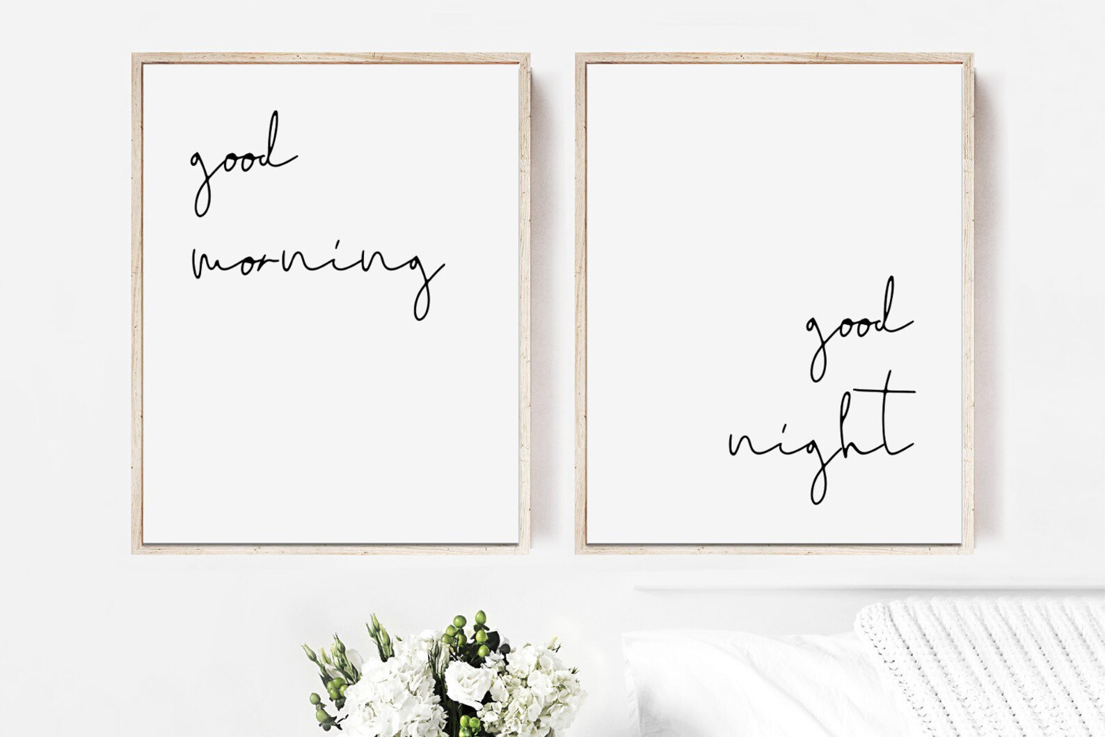 Good Morning Good Night Wall Art PRINTABLE Above Bed Signs Etsy