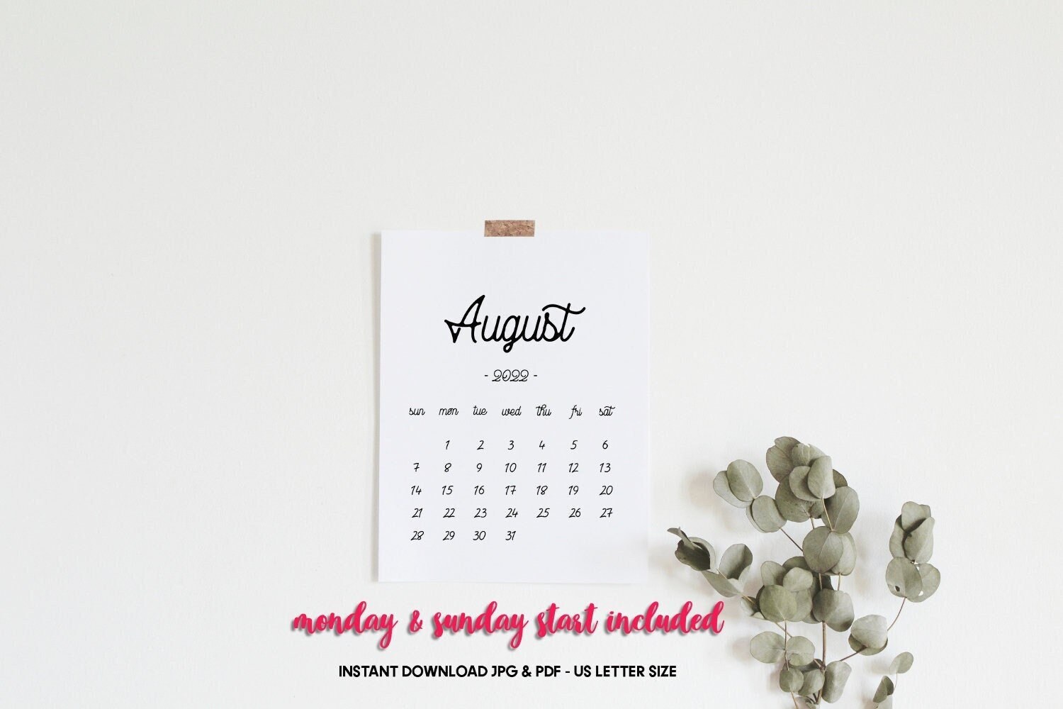 printable calendar august 2022 august calendar august 2022 etsy singapore