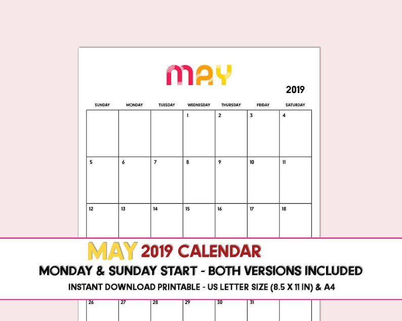 Might 2019 PRINTABLE calendar, Could possibly calendar 2019, Downloadable Could possibly 2019 calendar, Electronic calendar graphic relating to May Printable Calendar identify Could possibly 2019 PRINTABLE calendar, May well calendar 2019, Downloadable Could possibly 2019 calendar, Electronic calendar
