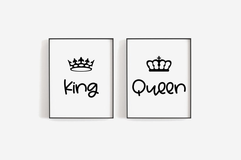 King and queen prints wall art Couples gift PRINTABLE art | Etsy