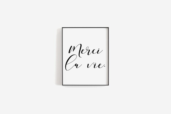 Merci La Vie Printable Art French Decor Gratitude Quotes Etsy