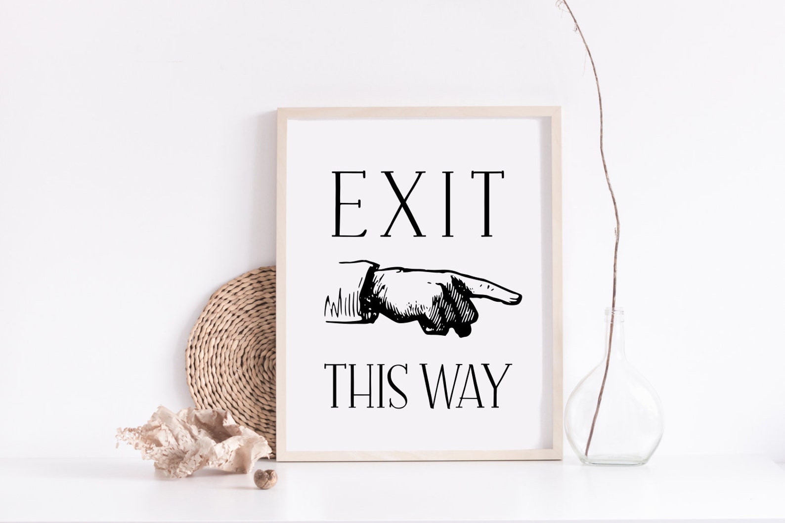Exit This Way PRINTABLE Poster Exit Sign Dorm Decor Finger | Etsy
