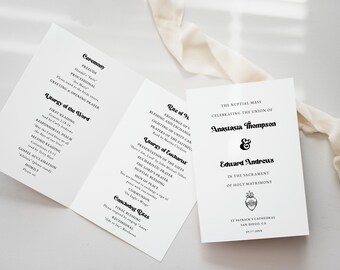 Catholic Wedding Program Template, Retro Religious Ceremony Church Program, SELBY