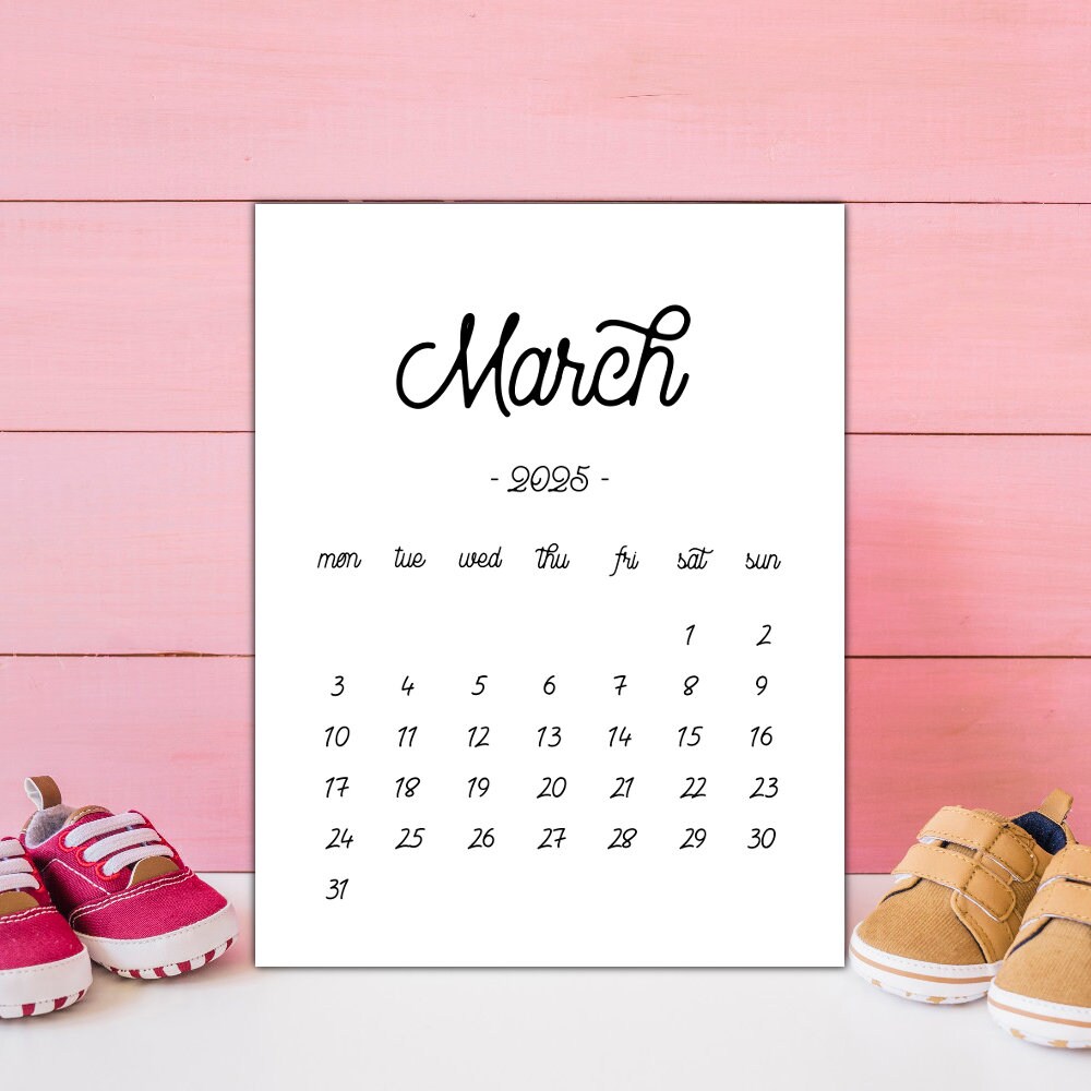 Printable Calendar March 2025, March Calendar, March 2025 Baby Due Date Calendar, Pregnancy Calendar - Etsy