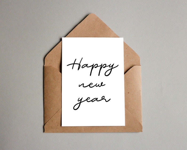 Happy New Year card PRINTABLE Greeting card Holiday card Etsy