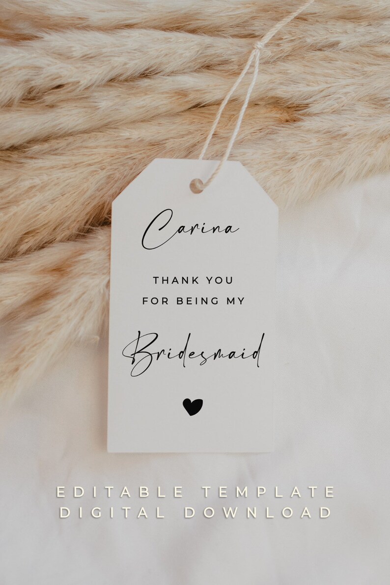 Thank You For Being My Bridesmaid, Bridesmaid Thank You Favor Tag, Editable Template, Bridesmaid Gift Tag, Wedding Favor Tags Alfreda image 8