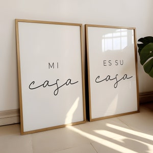 Mi Casa Es Su Casa, Printable Wall Art, Above Couch Wall Decor, Welcome Sign, Set Of 2 Prints, Housewarming Gift