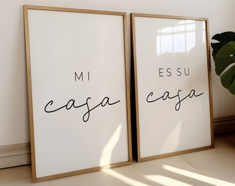 Mi Casa Es Su Casa, Printable Wall Art, Above Couch Wall Decor, Welcome Sign, Set Of 2 Prints, Housewarming Gift