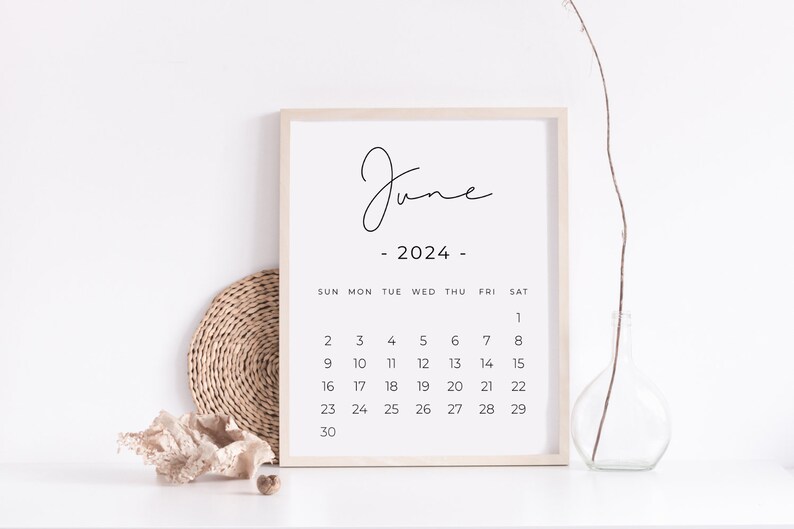 June 2024 PRINTABLE Calendar, Pregnancy Calendar Digital Download, Baby