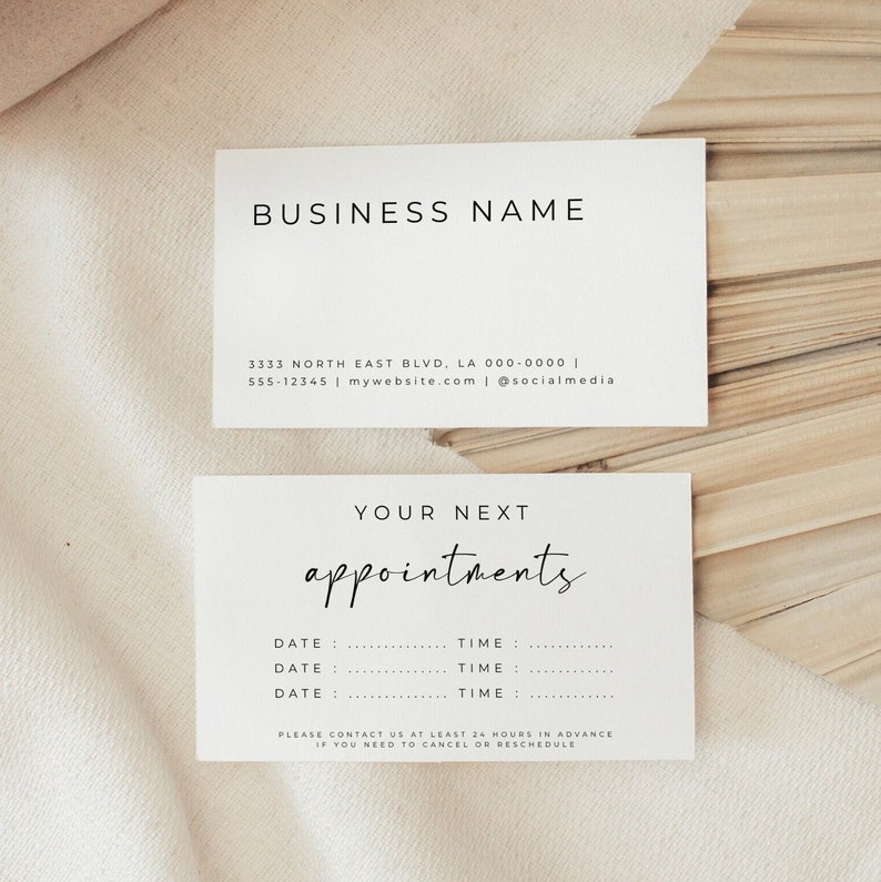 Appointment Card Editable Template, Appointment Reminder Printable Card, Modern Minimalist Reminder Card, Small Business Card Template image 1