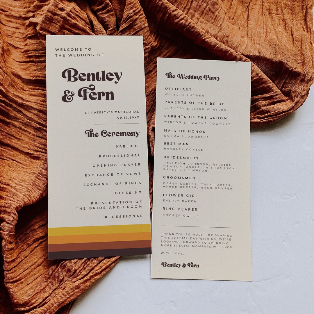 Retro Wedding Program Template: Mid-century Modern (digital Download ...