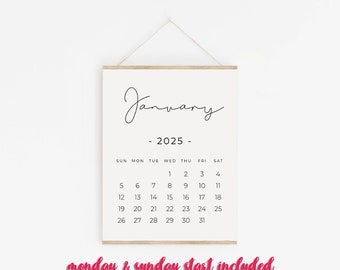 Januar 2025 druckbarer Kalender, Schwangerschaftskalender, digitaler Download, Babymitteilung, Januarkalender