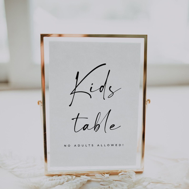 Kids table sign for wedding