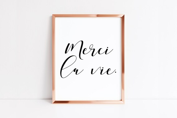 Merci La Vie Printable Art French Decor Gratitude Quotes Etsy