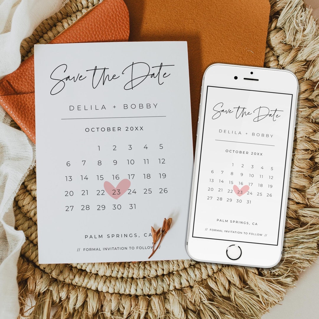 Save the Date Calendar Template Printable Card and Electronic Save Our