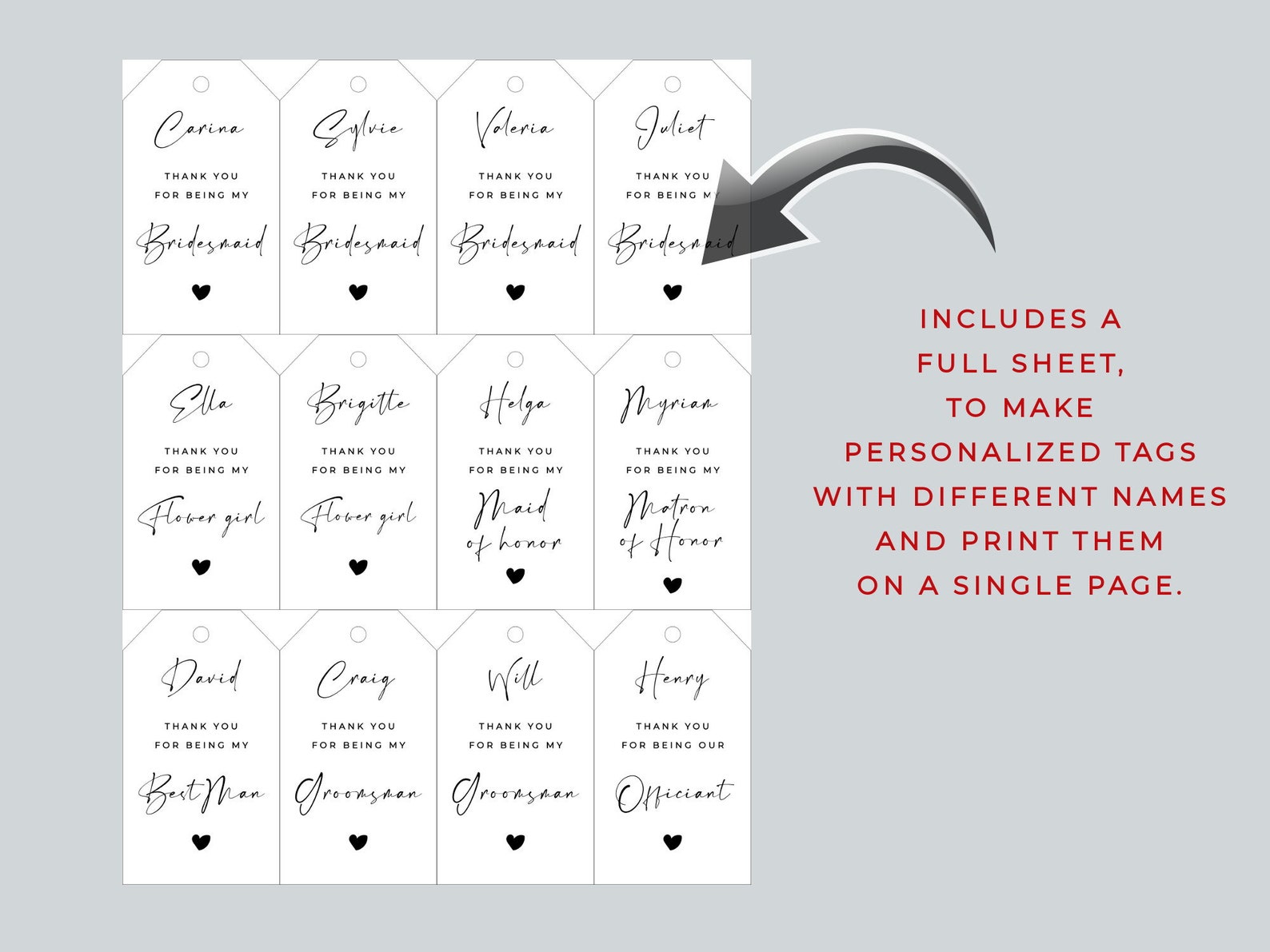 Thank You for Being My Bridesmaid, Bridesmaid Thank You Favor Tag, Editable Template, Bridesmaid ...