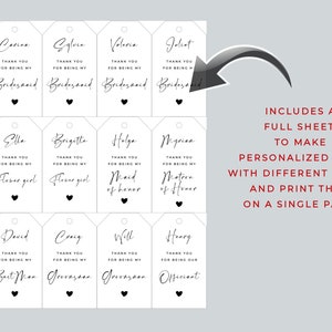 Thank You for Being My Bridesmaid, Bridesmaid Thank You Favor Tag ...