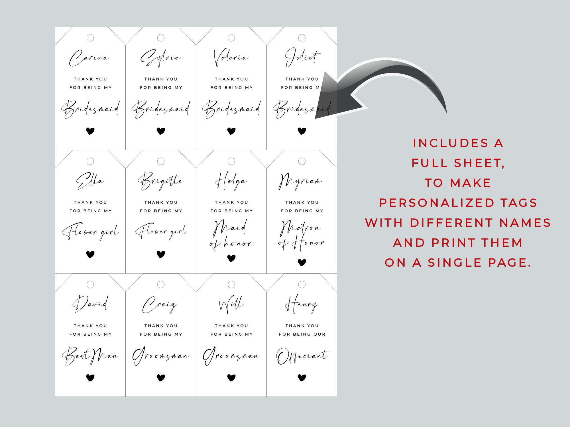 Thank You for Being My Bridesmaid, Bridesmaid Thank You Favor Tag ...