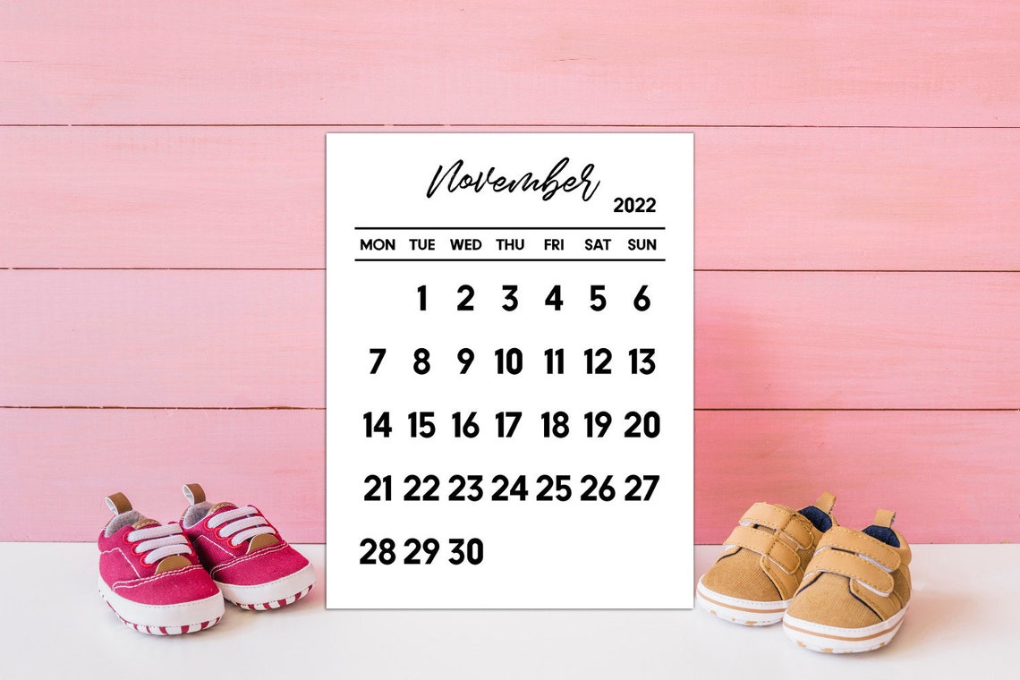 November 2022 Calendar Printable November Calendar Pregnancy Etsy New