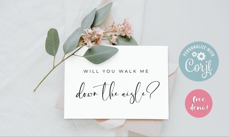 Will you walk me down the aisle card template, Proposal card editable file, Corjl template Zephrine Collection image 3