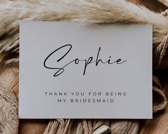 Thank You For Being My Bridesmaid, Bridesmaid Thank You Editable Template, Maid Of Honor Thank You Card - Alfreda