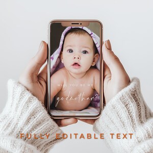 Godmother Proposal Digital Card, Godfather Proposal Electronic Card, Will You Be My Godparents  Phone Template