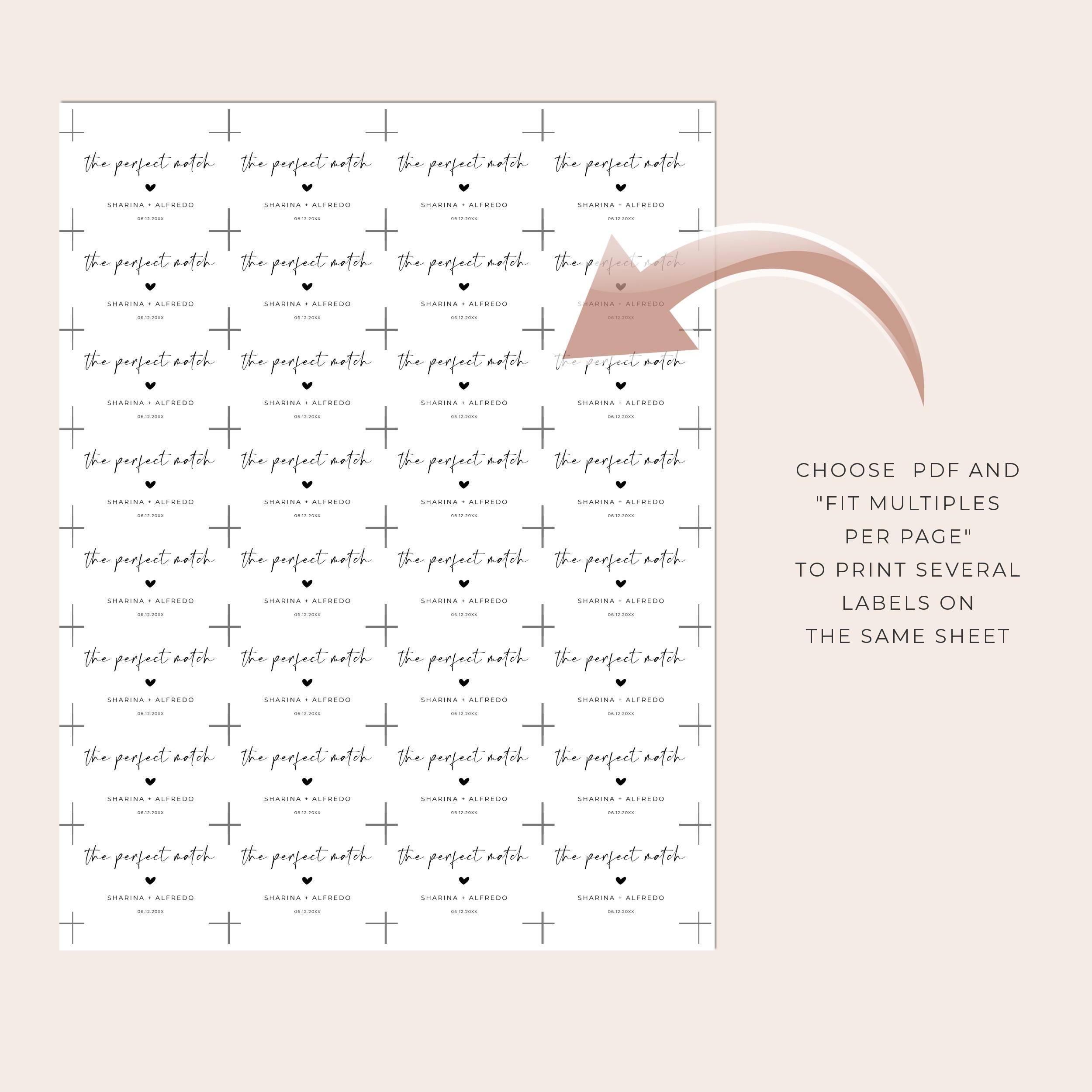 The Perfect Match, Matchbox Sticker Template, Wedding Favors Match Box ...
