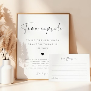 Time Capsule Editable Template, Time Capsule Card, First Birthday Time Capsule Sign, Wishes For Baby - Alfreda