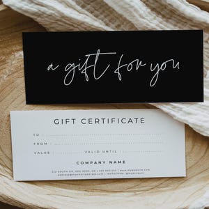 Gift Certificate Template, Printable Voucher, Modern Minimalist Small Business Coupon Card