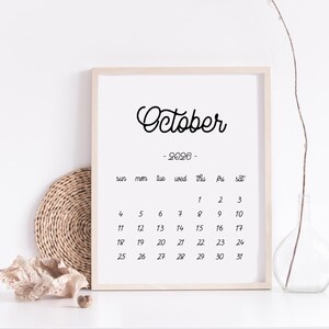 Printable Calendar October 2026, October Calendar, Pregnancy Baby Due Date Calendar image 3