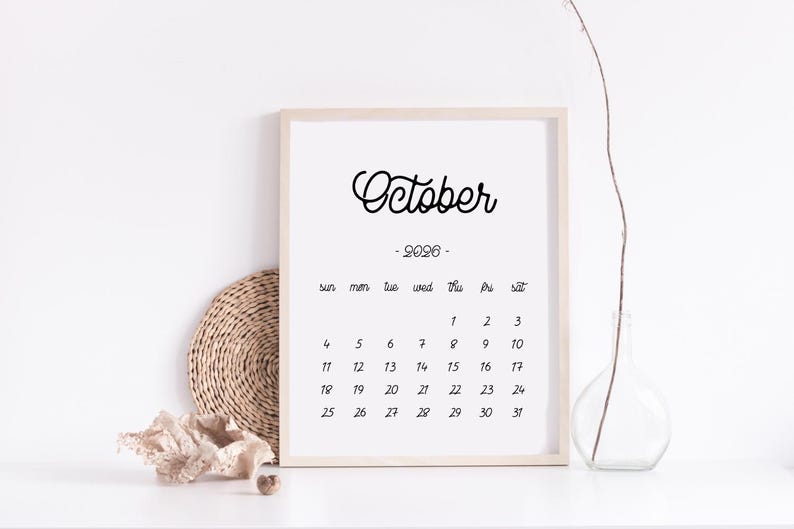 Printable Calendar October 2026, October Calendar, Pregnancy Baby Due Date Calendar image 3