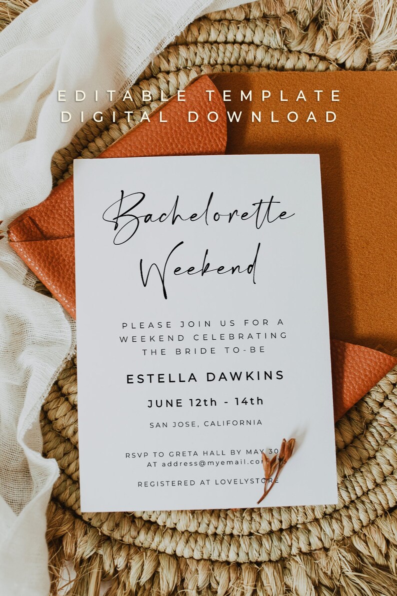 Bachelorette Weekend, Invitation Template, Hen Weekend, Editable Template, Bachelorette Invite Alfreda image 7