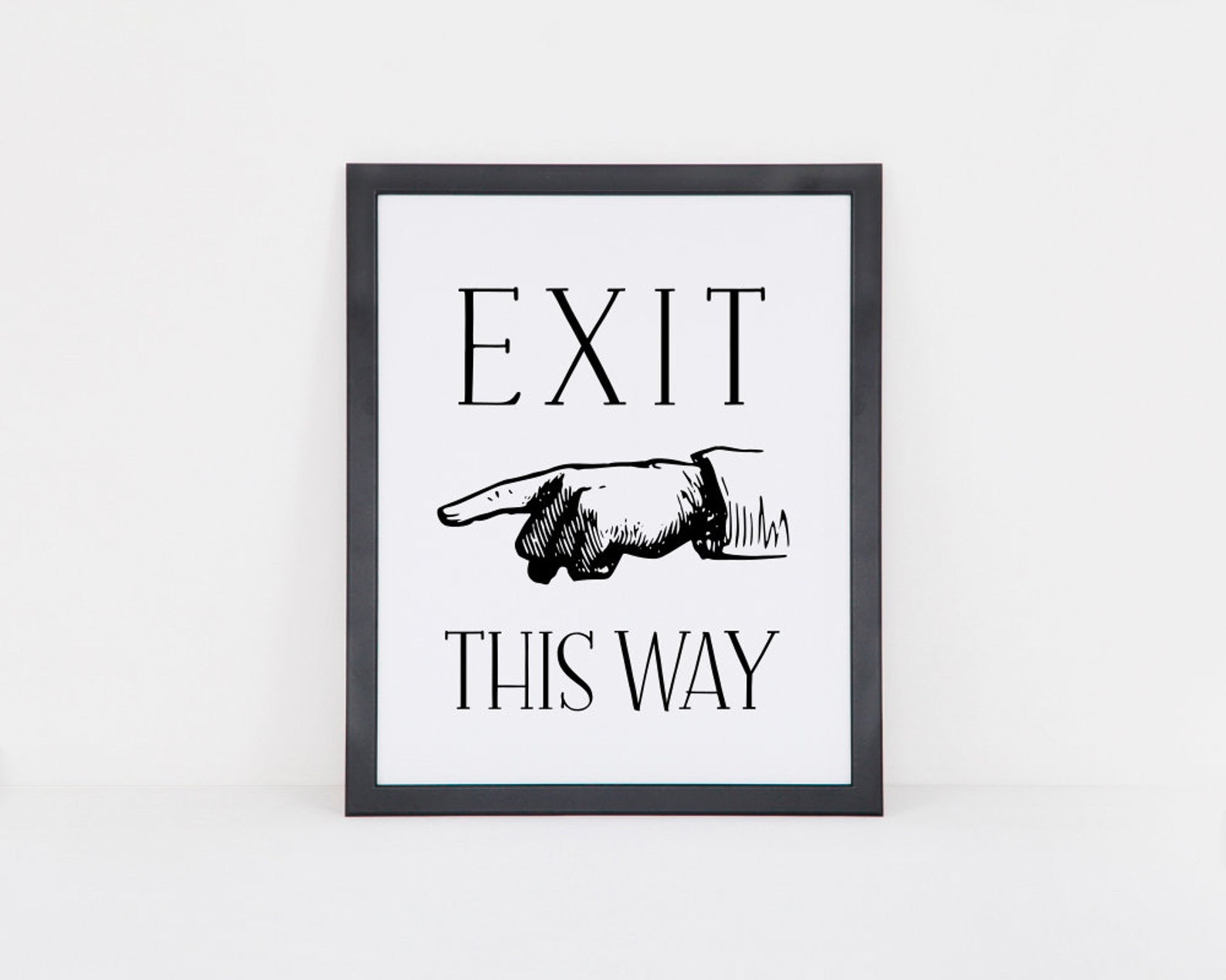 Exit This Way PRINTABLE Poster, Exit Sign, Dorm Decor, Finger Pointing