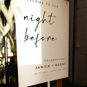 Welcome To The Night Before, Rehearsal Dinner Welcome Sign, Night Before Wedding, Editable Template Alfreda image 8