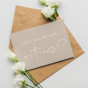 Serez-vous notre témoin, proposition de témoin de mariage beige, modèle modifiable de carte de mariage - Payton