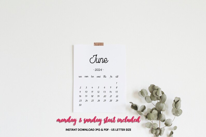 Printable Calendar June 2024 June 2024 Baby Due Date Etsy UK