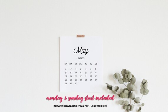 Calendrier Imprimable Mai 22 Calendrier De Mai Calendrier Etsy Calendrier Imprimable Mai 22 Calendrier De Mai Calendrier Etsy