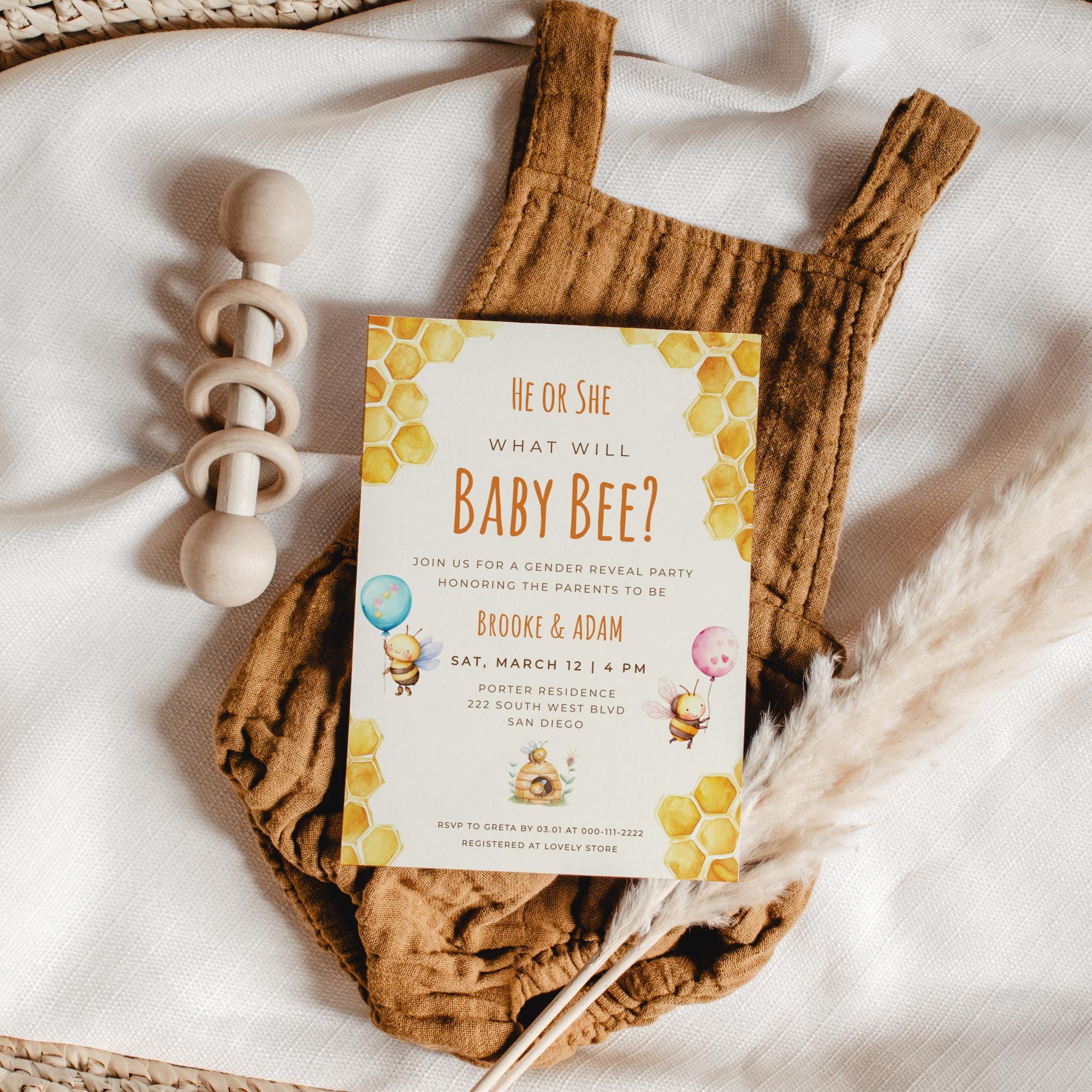 What Will Baby Bee, Bee Gender Reveal Invitation, Gender Reveal Party ...