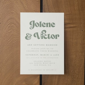 Sage green wedding invitation, Editable template, Olive green wedding invite, Printable invite Corliss image 5
